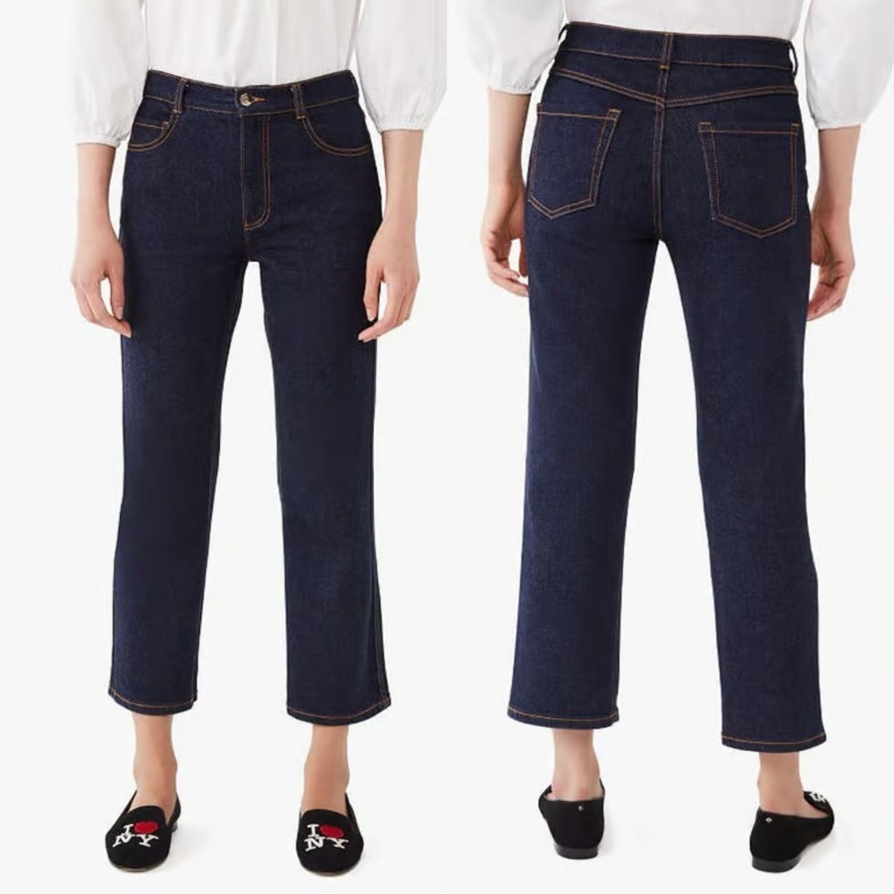 KATE SPADE Women's Denim Kick Flare Jeans Dark Wash Stretch‎ Flare Leg